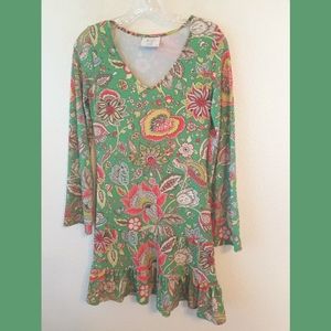 Kaiya Designs Green Floral LS Dress XXS